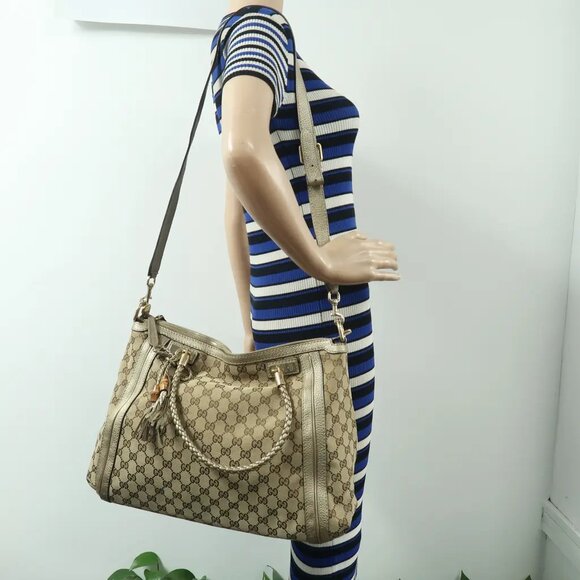 GUCCI Bella Brown Cloth Satchel 615-021425 - Picture 12 of 12